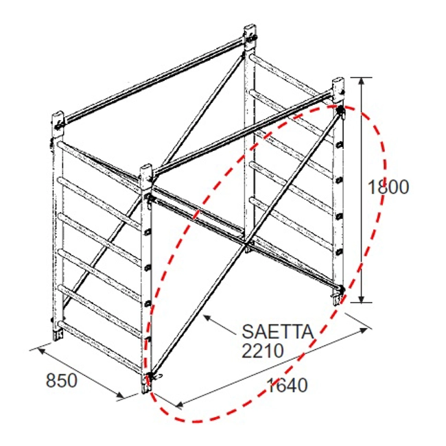 Vendita online Saetta diagonale per alzata 1800 mm. per trabattello DOGE 65